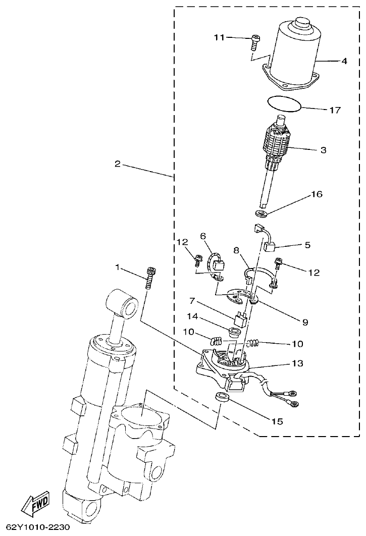 Yamaha 40VMHO, 40VEO, 40YETO POWER TRIM & TILT ASSY 2 parts diagram